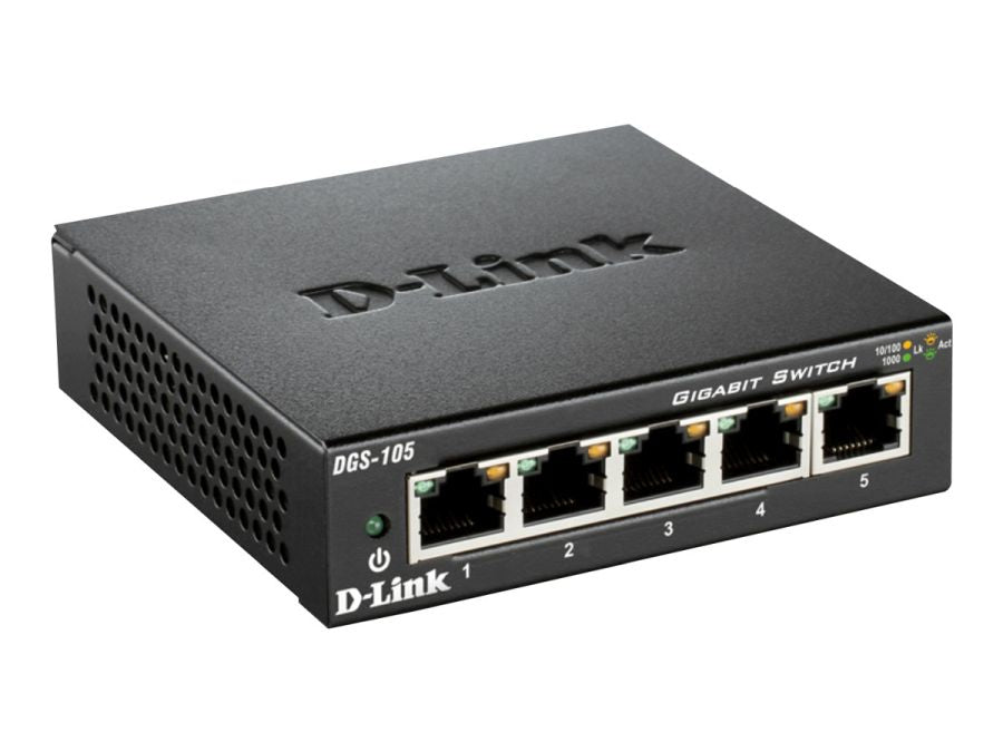 Gigabit Ethernet switch - 5 porte, 1000Mbps, Metal (skærmet)