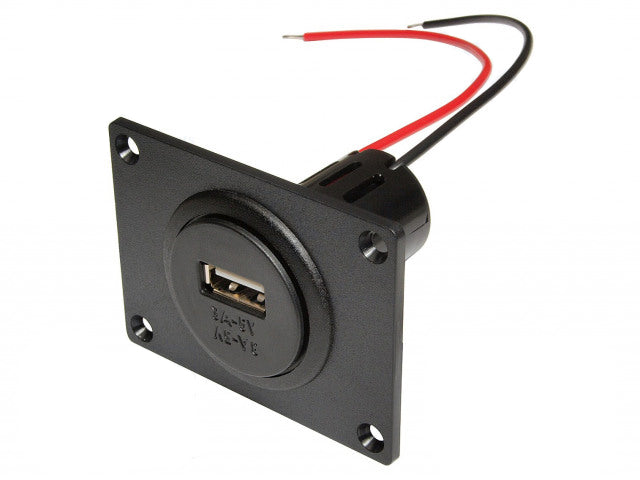12/24V til 5V USB udtag - 1 x USB-A, 3A (panelmontage)
