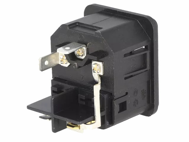 Apparatfatning - 3pol C14 han, m. kontakt, 16A , Sort