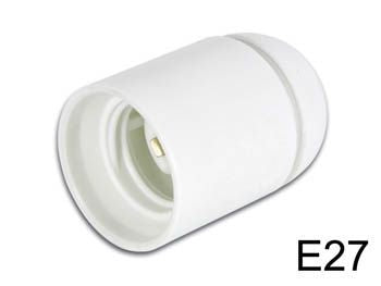 Kronefatning - E27, 10mm gevind, Hvid (max 240VAC/60W)