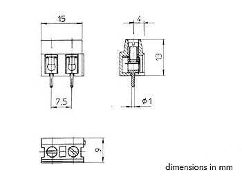 Print Skrueterminal - 2pol, 7,5mm benafstand, Hvid