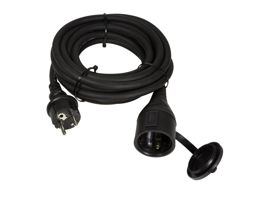 Gummi forlængerkabel - 3G1.5, IP44, Sort (5m)