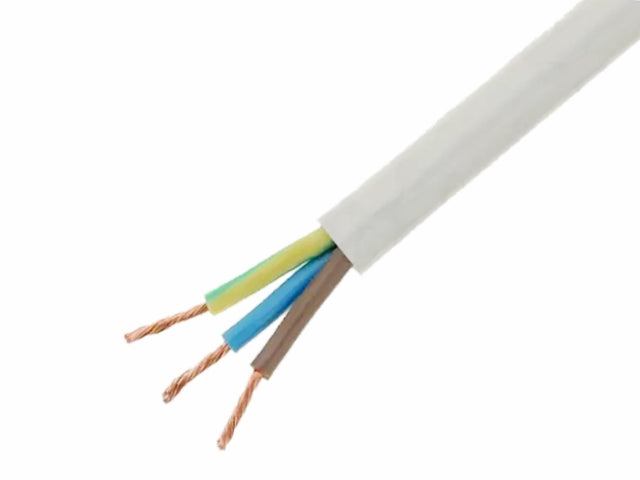 Plastkappeledning - 3x2,5mm² H05VV rund, HVID (metervare)