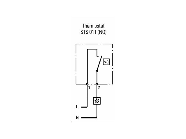 Termostat til DIN skinne - NO, 10A/250V, 0-60°C