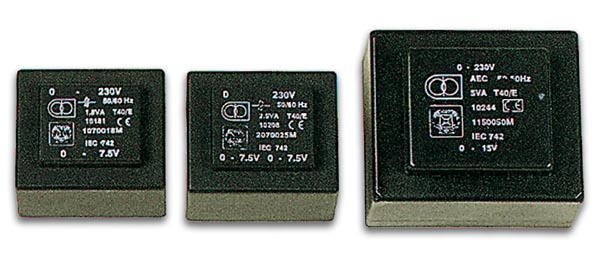 230V printtransformator - 0,7VA 2 x 6V / 2 x 58mA (indstøbt)