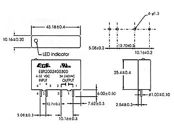 Solid state relæ - 4-32Vdc, 240Vac / 3A, 1 x slutte, m. LED