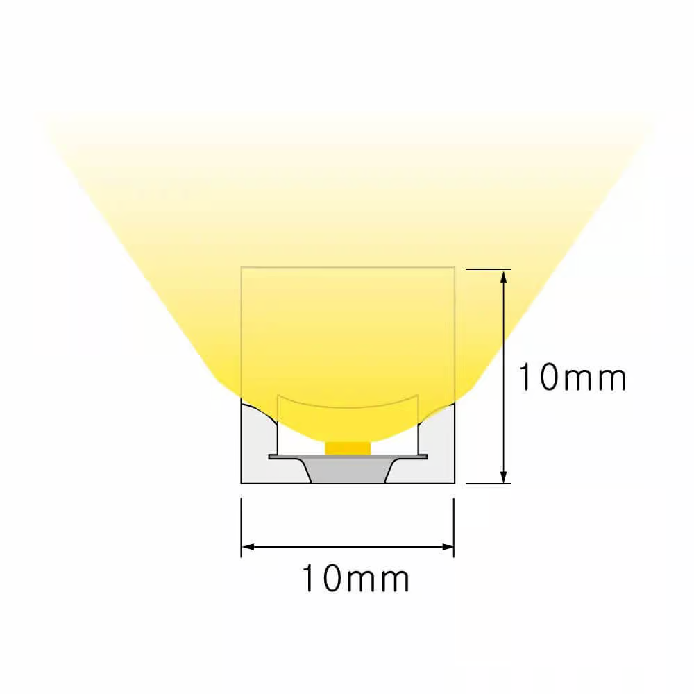 10m Varm hvid LED strip - Fleksibel neon flex belysning med 10x10 mm dimensioner, 10W/m, 24V, RA81