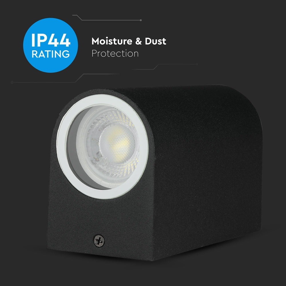 2-vejs væglampe GU10 - rund, sort, aluminium, IP44 - Ideel til udendørs belysning