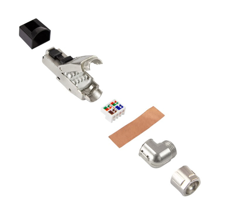 RJ45 industrielt netværksstik - CAT8.1 skærmet vinklet