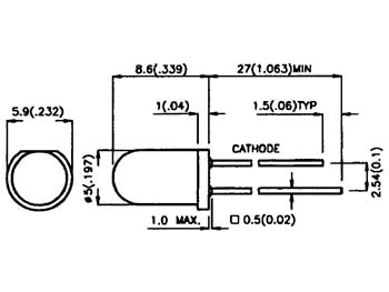5mm LED - Selvblinkende GRØN diffus, 9V (8mcd 60°)