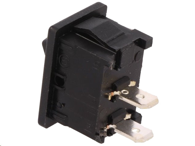 Vippekontakt - OFF-ON, 12A, 4,8mm spadestik, Sort
