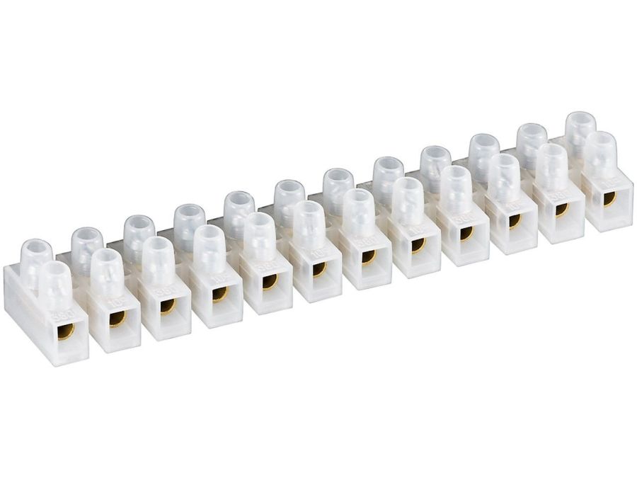 Klemrække - 12 x 10mm² kronmuffe, 400V/57A, Hvid