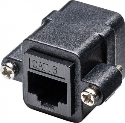 RJ45 fatning til panelmontage - 2 x RJ45 hun, CAT6, Sort