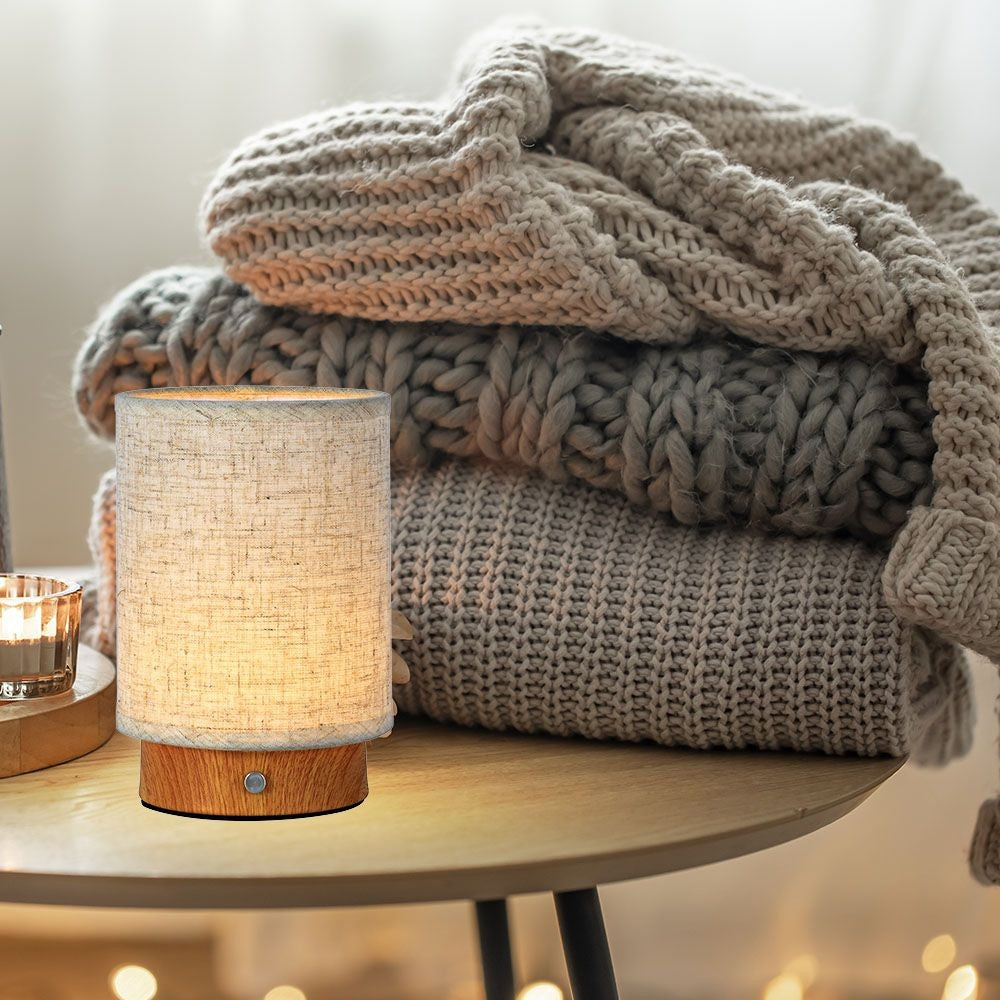 Opladbar LED bordlampe med touch-dæmpning, 3000K lysstyrke og beige hus