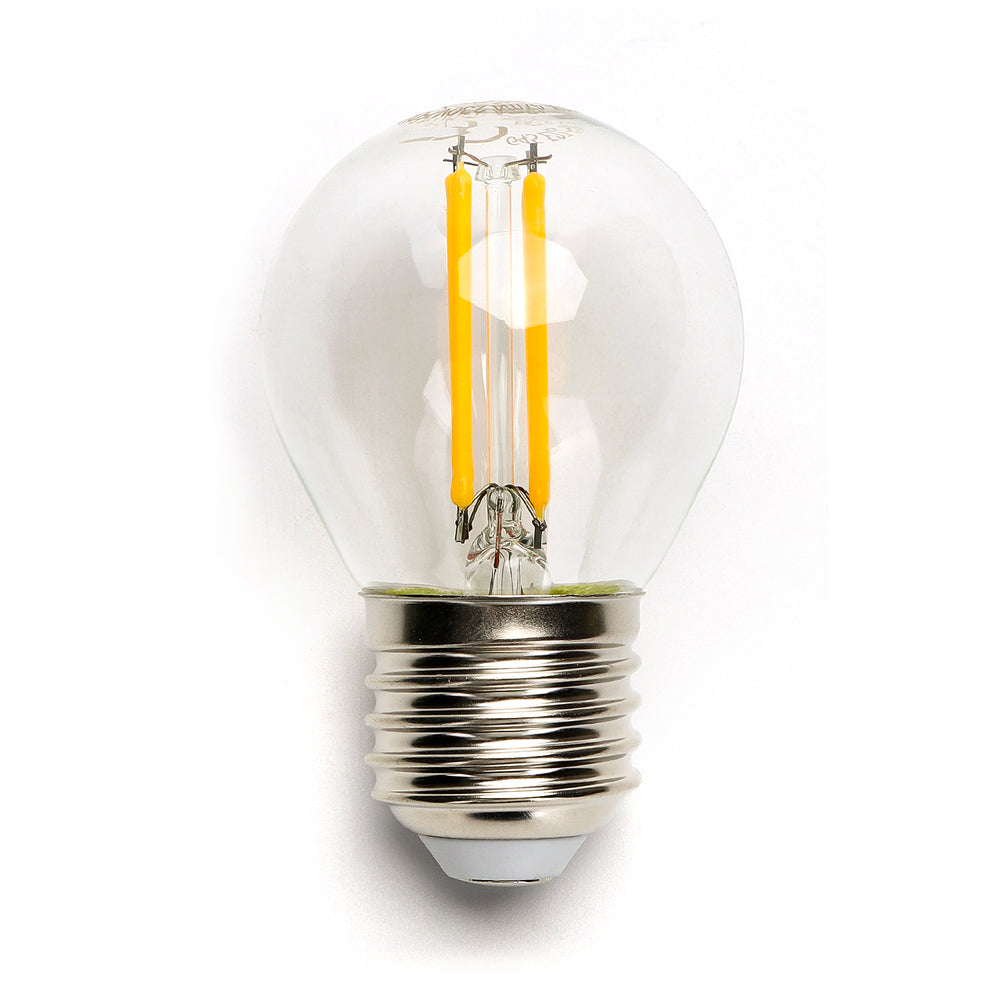 LED Filamentpære G45 E27 4W 2700K Klar - Erstatter 40W, 470lm, RA80, 3 års garanti.