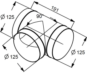 Rund Ø125 T-stykke