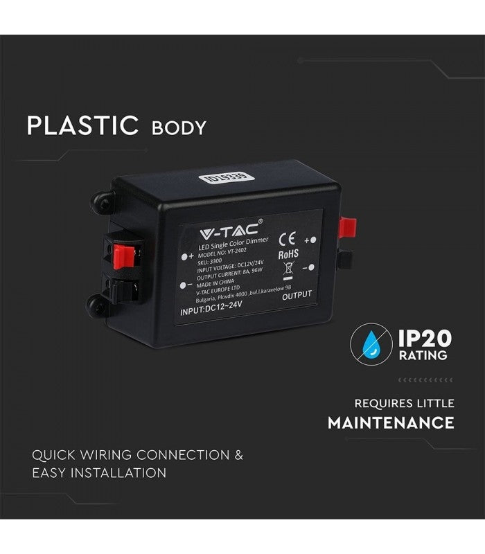 Trådløs dæmper med fjernbetjening - RF trådløs, memory funktion, 12V/24V (96W / 192W)