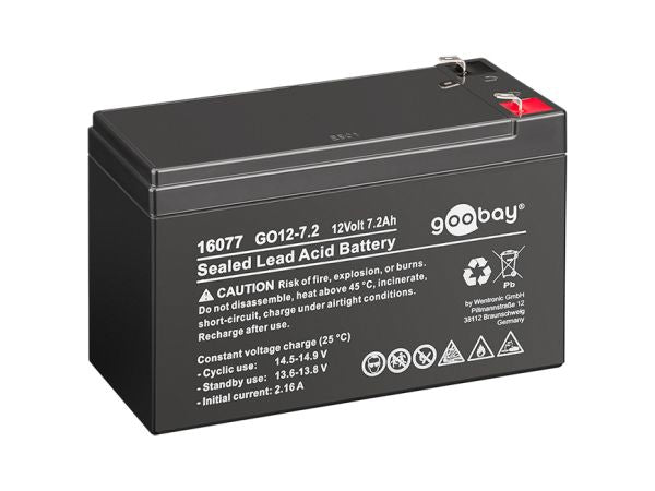 Blybatteri - 12V 7,2Ah 4,8mm stik (151x65x95mm)