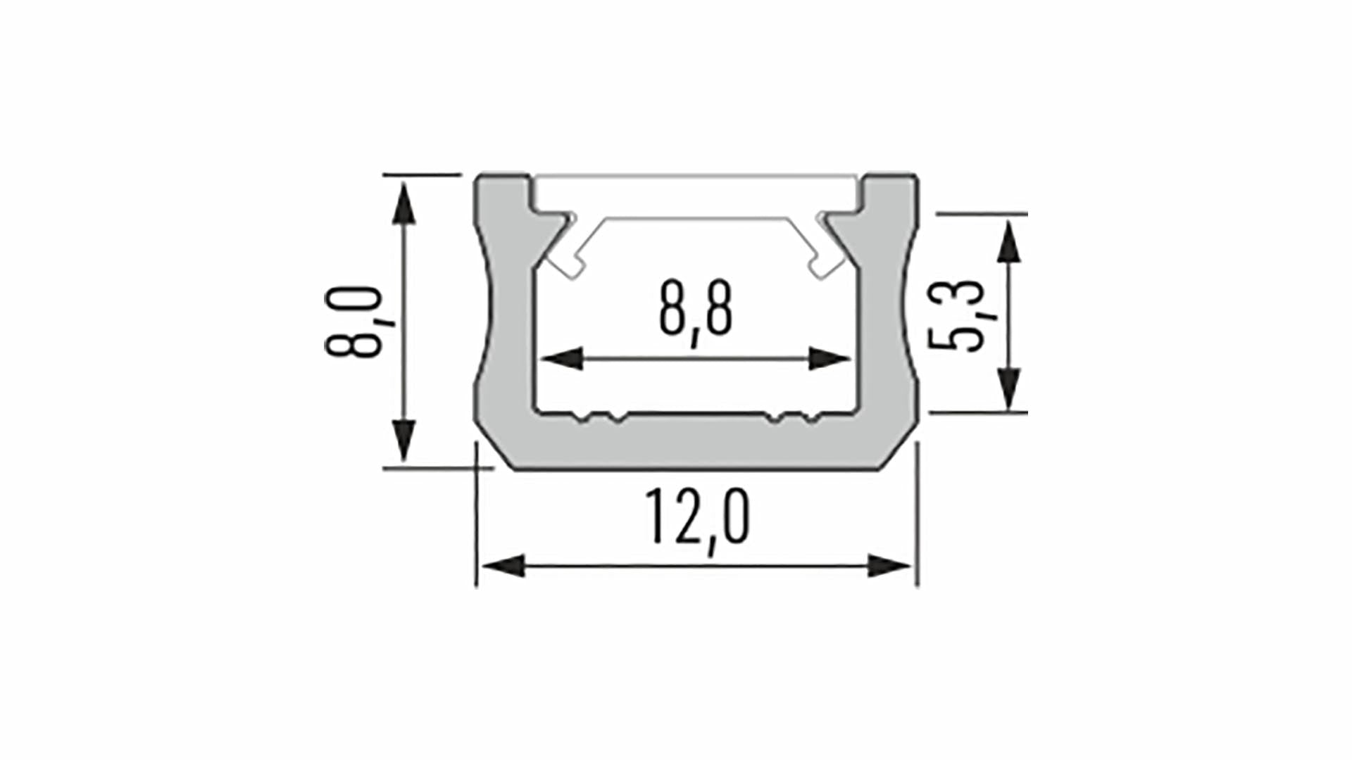 Alu. LED profil - Type X, Lakeret hvid (2,02m)