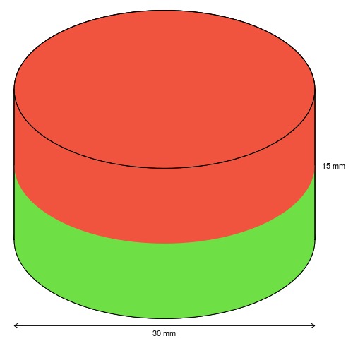 Magnet, neodynium - Cyl. N42 Zn Ø30x15mm (1 stk.)