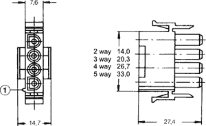 Universal MATE-N-LOK stikhus - 1x2pol han/hun (6,35mm)