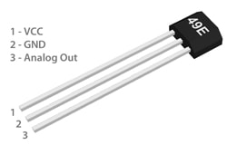 Hall-effect sensor - 3-6,5Vdc, 6mA, ±1000Gs (SIP3)