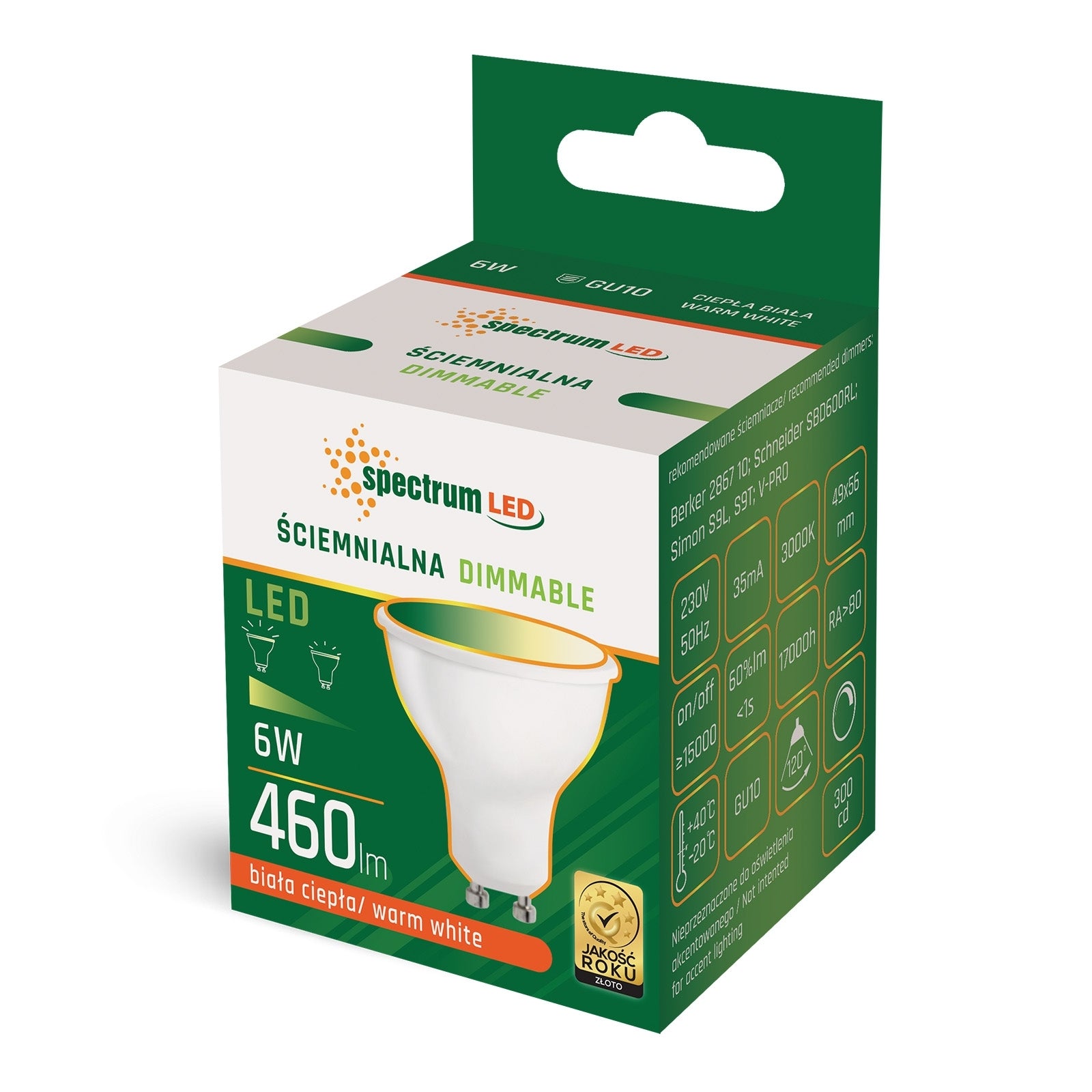 6W LED GU10 pære 3000K Dæmpbar