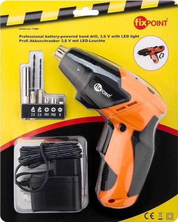 Mini akku. skruemaskine - 3,6V LiION batteri + 6 bits