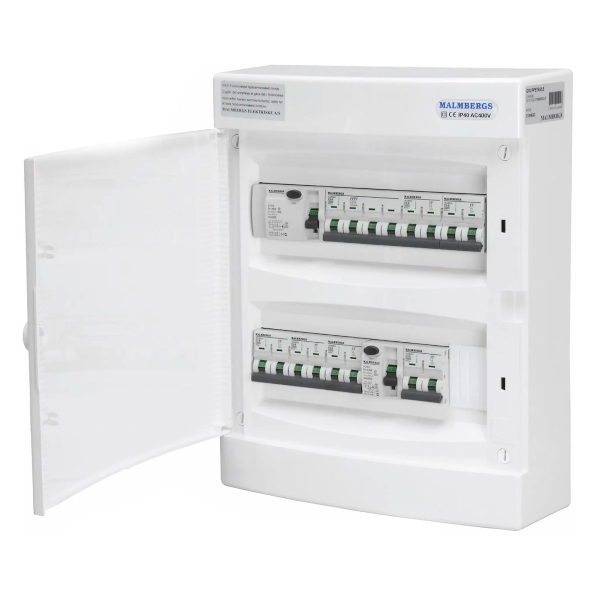 Færdigmonteret gruppetavle – 1x16A 3P+N + 1x10A 3P+N + 4x 10A 1P+N