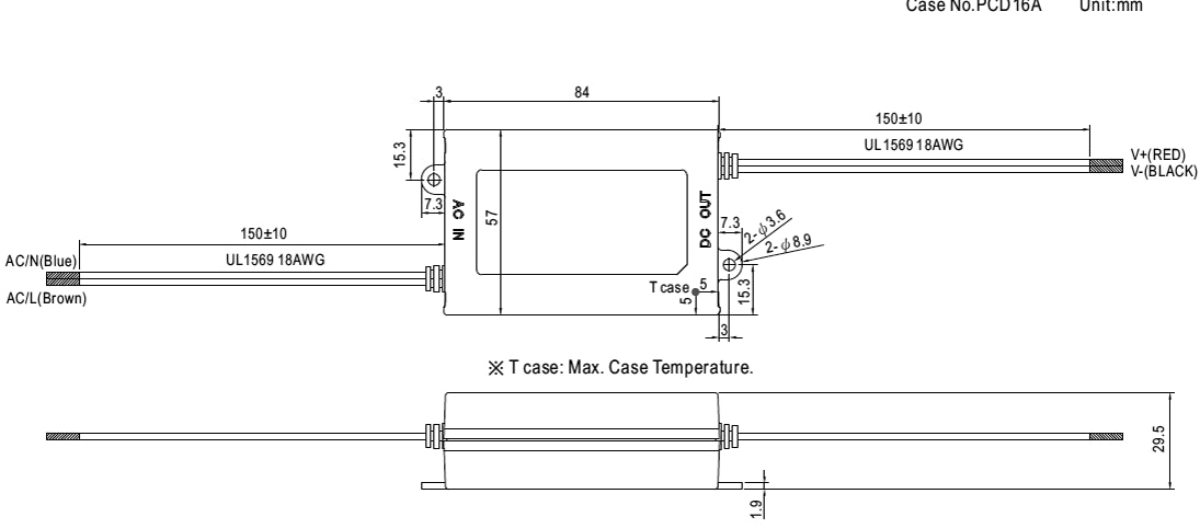 Konstantstrøm LED driver - 34W / 1050mA, 11-33V (IP42)