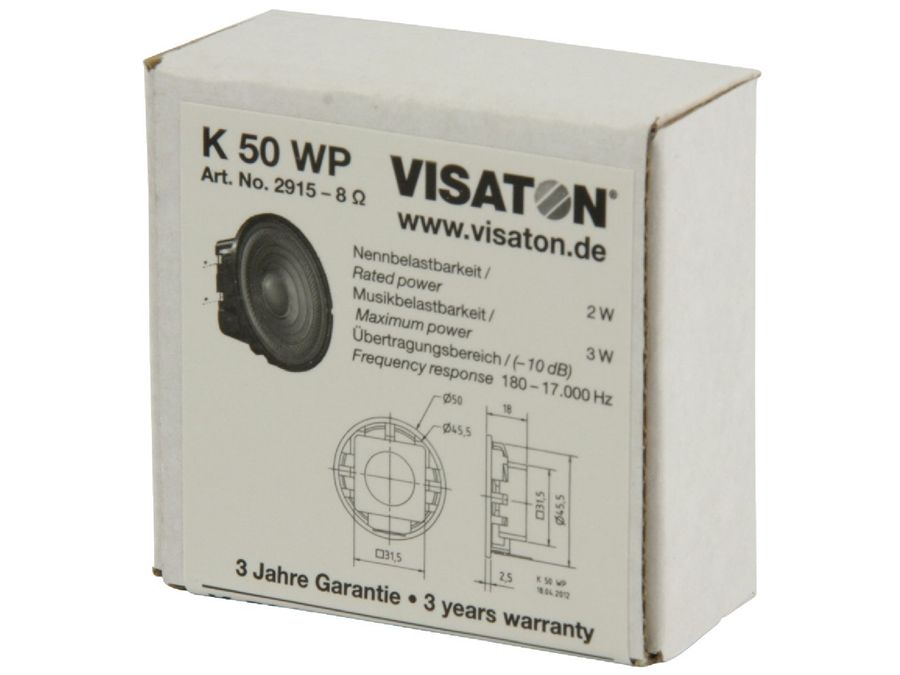 Full range højttaler - 2" 8ohm / 3W, Ø46mm (IP65)