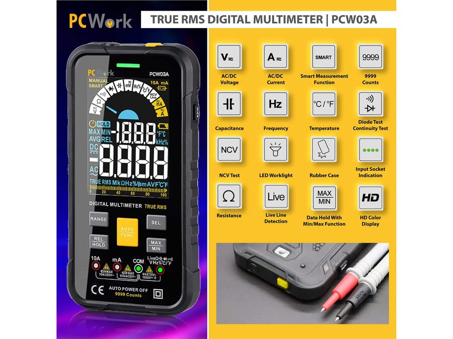 PCW03A Digital Multimeter, Smart, Sand RMS