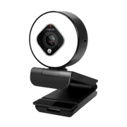 USB 2.0 Webcam m. ringlys - HD 1920x1080, Sort