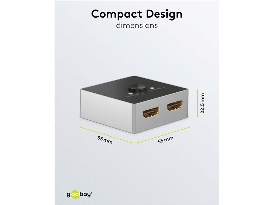 HDMI 2.0 switch - 2 ind til 1 ud, 4K/60Hz, HDCP