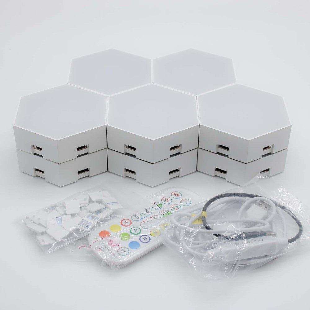 RGBIC Hexagon Væglys 10 stk. sæt med 10W effekt og 5V input - Luksuriøs belysning til ethvert rum.