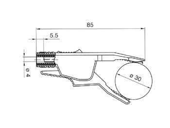 Prof. Sikkerheds krokodillenæb, 34A, 4mm, Sort