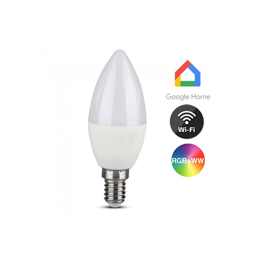 V-Tac 5W Smart Home LED pære - Tuya/Smart Life, kompatibel med Google Home, Alexa og smartphones, E14