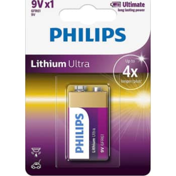 PHILIPS Ultra lithium batteri, 9V LR61, 1 stk.
