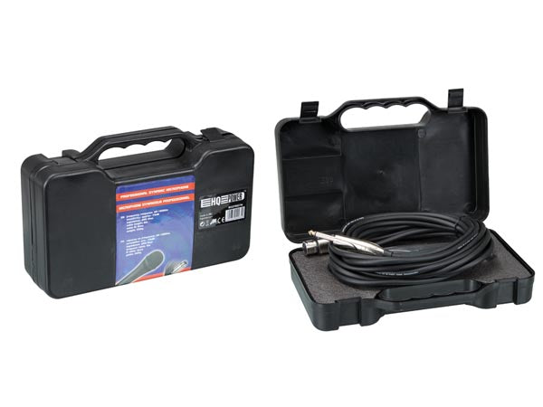 Prof. dynamisk mikrofon m. kabel, Sort (i kuffert)