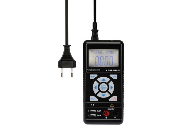 Håndholdt strømforsyning 0.3-30VDC / 0-3.75A m. LCD display