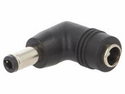 DC adapter - Ø5,5x2,1mm hun til 5,5x2,5mm han, Vinklet