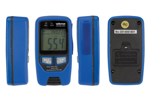 DEM105 Termometer & luftfugtighedsmåler/logger m. USB