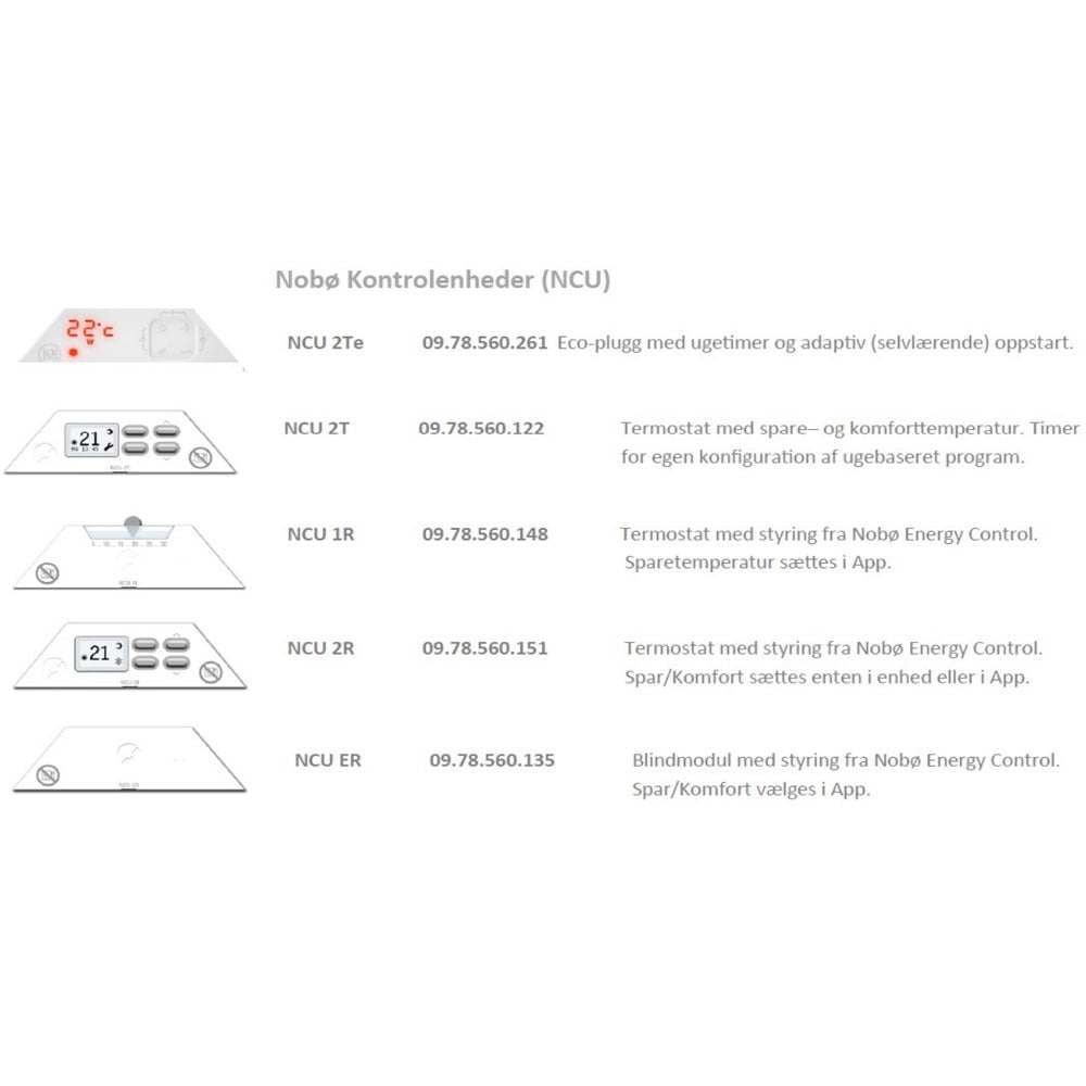 Nobø varmeliste 1000W 400V uden termostat