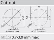 Vippekontakt - 2P OFF-ON (DPST) 10A/250V Rød neon (Ø20mm)