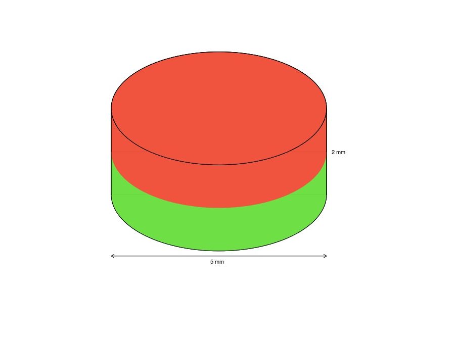 Magnet, neodynium - Cyl. N38 Ni Ø5x2mm (10 stk.)