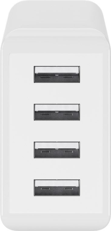 Netadapter - 100-240V til 4 x 5V USB-A, 2x3A (30W), Hvid