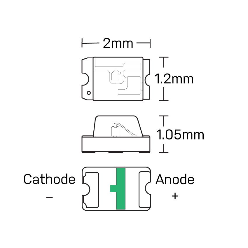 SMD LED - 0805 GRØN 9,5mcd (10 stk.)