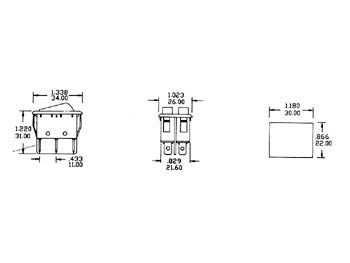 Vippekontakt - 2 x OFF-ON, 10A/250V, Rød lys