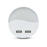 LED Natlampe med Samsung Chip - 0,45W, EU-stik, USB, 3000K, Rund - Kvalitetsbelysning til hyggelige aftener.