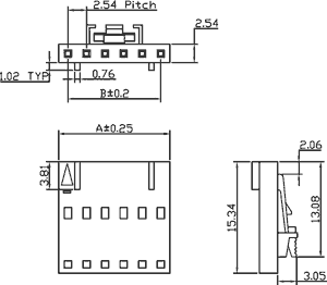 Ledning-til-print stikhus - NCD, 1x8pol hun 2,54mm